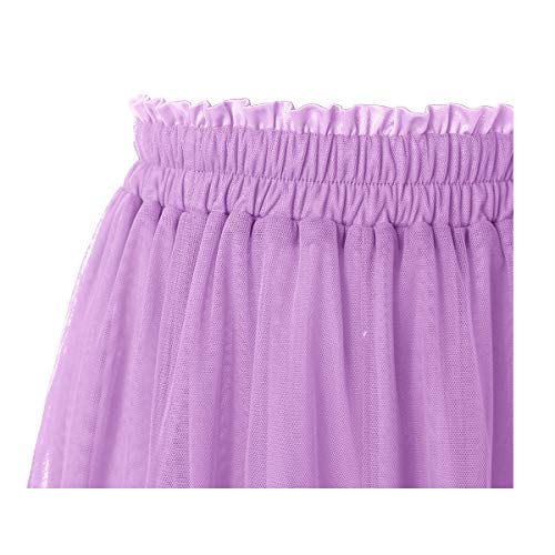 OBBUE Women's A Line Tulle Party Evening Tutu Skirts Tea Length Lavender-S/M
