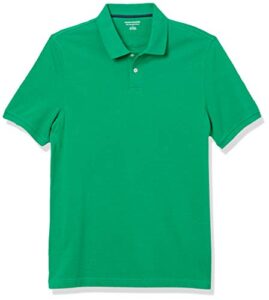 amazon essentials men's slim-fit cotton pique polo shirt, green, large