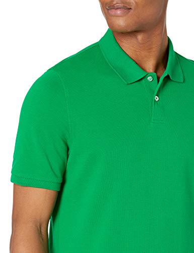 Amazon Essentials Men's Slim-Fit Cotton Pique Polo Shirt, Green, Large