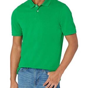 Amazon Essentials Men's Slim-Fit Cotton Pique Polo Shirt, Green, Large