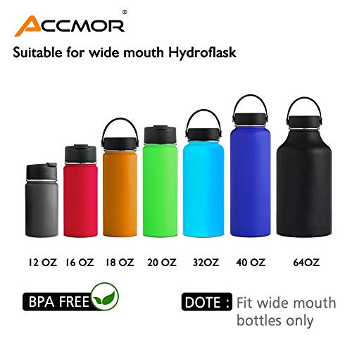 Water Bottle Handle for Hydro Flask and Other Wide Mouth Bottles, Paracord Strap Carrier for 12oz to 64oz Bottle, Bottle Accessories with Fire Starter Compass Safety Ring and Carabiner (Mixed Color)