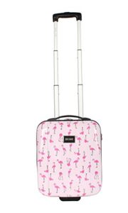 betsey johnson designer underseat luggage collection - 15 inch hardside carry on suitcase for women- lightweight under seat bag with 2-rolling spinner wheels (flamingo strut)