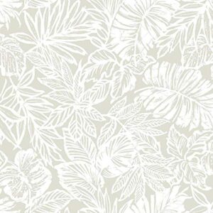 RoomMates RMK11435WP Beige Batik Tropical Leaf Peel and Stick Wallpaper, Roll