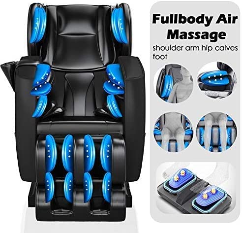 SMAGREHO 2022 New Full Body Electric Zero Gravity Shiatsu Massage Chair with Bluetooth Heating and Foot Roller for Home and Office (Black)