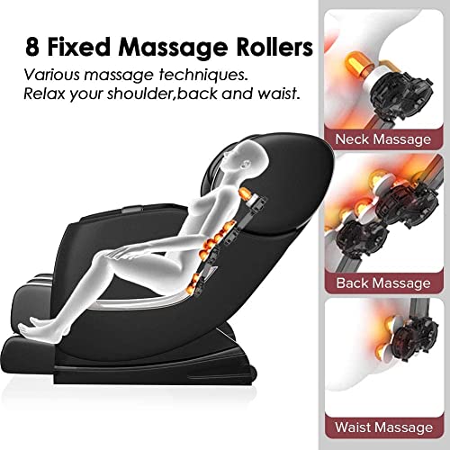 SMAGREHO 2022 New Full Body Electric Zero Gravity Shiatsu Massage Chair with Bluetooth Heating and Foot Roller for Home and Office (Black)