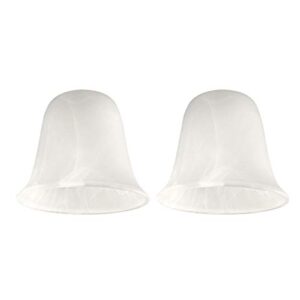 giluta bell shaped glass shade, alabaster glass shades replacement for ceiling fan light wall light and pendant, lipless with 1-5/8-inch fitter opening, 2 pack