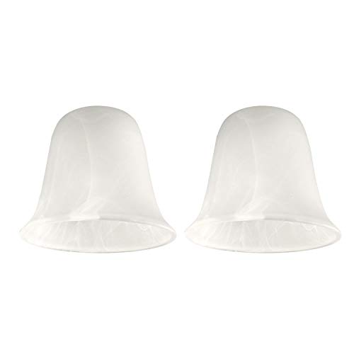 Giluta Bell Shaped Glass Shade, Alabaster Glass Shades Replacement for ceiling fan light wall light and pendant, Lipless with 1-5/8-inch Fitter Opening, 2 Pack