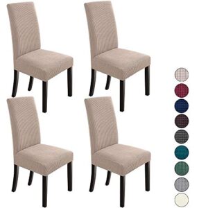 northern brothers dining chair covers seat parson chair slipcover for dining room set of 4, khaki
