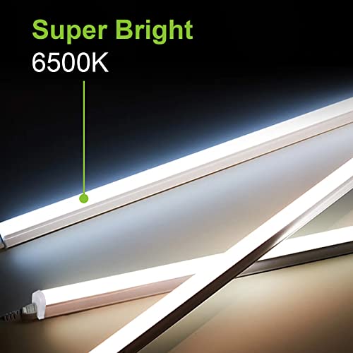 10 Pack LED Shop Light 4FT, T5 Integrated Single Fixture, 22W, 2200lm, 6500K Super Bright White, Linkable Shop Light, Utility Shop Lights, Corded Electric W/Built-in ON/Off Switch