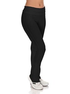 simply ravishing cotton fold over bootcut yoga pants (size: xs-5x), medium, black