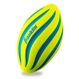 franklin sports foam football - perfect for practice and backyard play – best for first-time play and small kids – spiral football - 9 inches, yellow/blue