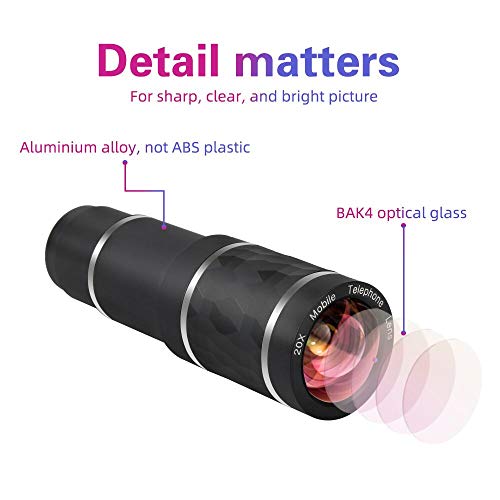 Phone Camera Lens Kit for iPhone, Android, 20X Telephoto Zoom Lens, Phone Wide Angle & Macro Lens, Fisheye, CPL Lenses Compatible with iPhone 12 11 X Xs XR 8 7 6 Plus Samsung and Other Smartphone