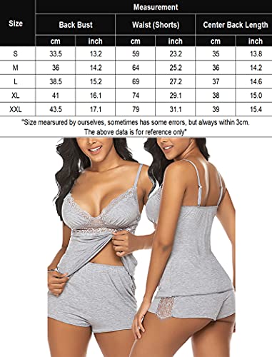 Avidlove Womens Sleepwear Lace Pajamas Cami PJS Set Sexy Nightwear (X-Large, Gray)