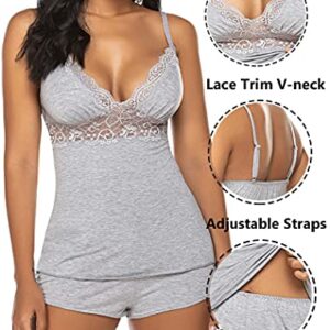 Avidlove Womens Sleepwear Lace Pajamas Cami PJS Set Sexy Nightwear (X-Large, Gray)