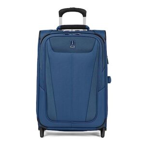 travelpro maxlite 5 softside expandable upright 2 wheel luggage, lightweight suitcase, men and women, sapphire blue, carry-on 22-inch