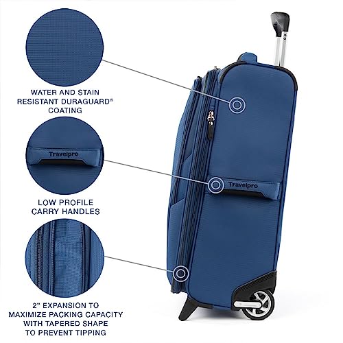 Travelpro Maxlite 5 Softside Expandable Upright 2 Wheel Luggage, Lightweight Suitcase, Men and Women, Sapphire Blue, Carry-On 22-Inch