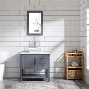 30" grey bathroom vanity sink combo marble pattern top w/mirror faucet&drain set