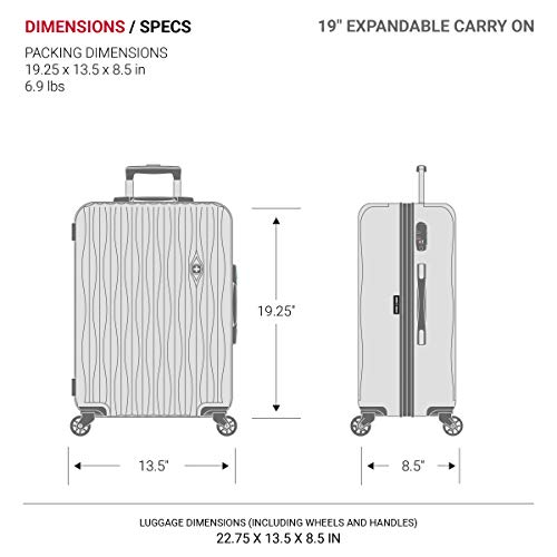 SwissGear 7272 Energie Hardside Luggage Carry-On Luggage With Spinner Wheels & TSA Lock, Olive, 19”, Gunmetal