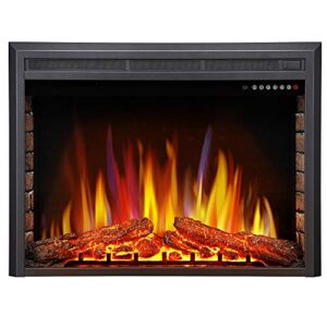 antarctic star 36" electric fireplace insert, freestanding & recessed electric stove heater, led adjustable flame with burning fireplace logs touch screen, remote control, timer, 750w-1500w.