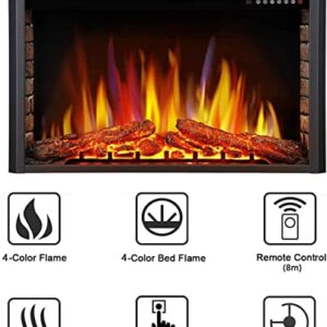 Antarctic star 36" Electric Fireplace Insert, Freestanding & Recessed Electric Stove Heater, LED Adjustable Flame with Burning Fireplace Logs Touch Screen, Remote Control, Timer, 750W-1500W.