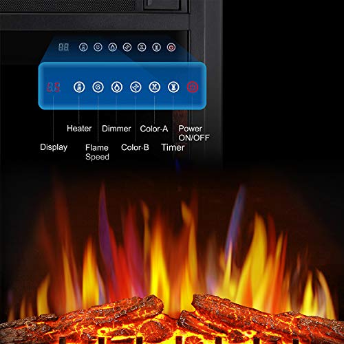 Antarctic star 36" Electric Fireplace Insert, Freestanding & Recessed Electric Stove Heater, LED Adjustable Flame with Burning Fireplace Logs Touch Screen, Remote Control, Timer, 750W-1500W.