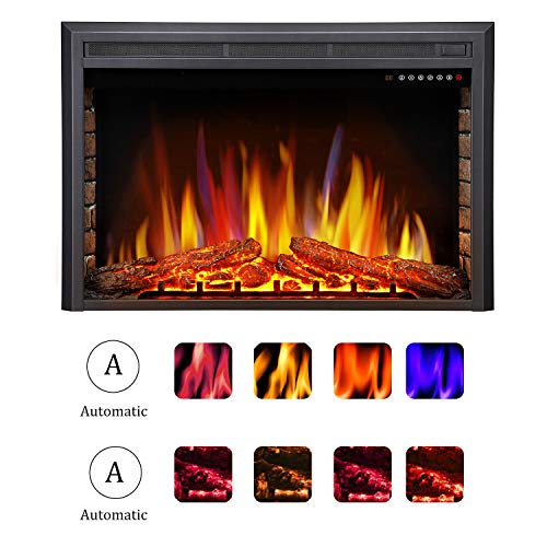 Antarctic star 36" Electric Fireplace Insert, Freestanding & Recessed Electric Stove Heater, LED Adjustable Flame with Burning Fireplace Logs Touch Screen, Remote Control, Timer, 750W-1500W.