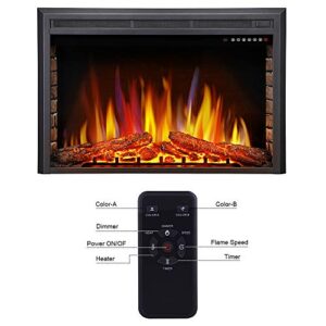 Antarctic star 36" Electric Fireplace Insert, Freestanding & Recessed Electric Stove Heater, LED Adjustable Flame with Burning Fireplace Logs Touch Screen, Remote Control, Timer, 750W-1500W.