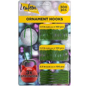 leafeon 300 pack christmas ornament hooks for christmas tree decoration – the best holiday ornament hangers (green)