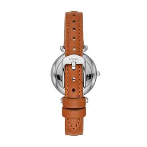 Fossil Women's Carlie Mini Quartz Stainless Steel and Leather Watch, Color: Rose Gold/Silver, Luggage (Model: ES4701)