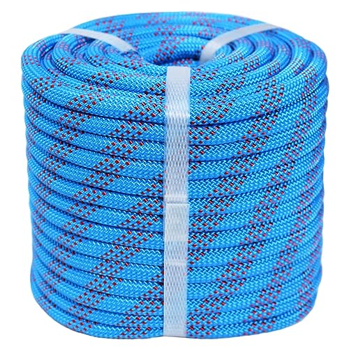 YUZENET Braided Polyester Arborist Rigging Rope (3/8 inch X 100 feet) High Strength Outdoor Rope for Rock Climbing Hiking Camping Swing, Blue/Red