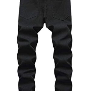 Men's Ripped Skinny Stretch Distressed Destroyed Slim Jeans Denim Pants Black 32
