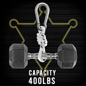 A2ZCARE Combo LAT Pull Down Attachment - Cable Machine Accessories for Home Gym with Multi Option: V-Handle, Tricep Rope, D-Handle, V-Shaped Bar, and Rotating Bar (Snap Hook (Set of 4))