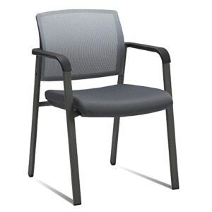 clatina mesh back stacking arm chairs with upholstered fabric seat and ergonomic lumber support for office school church guest reception grey