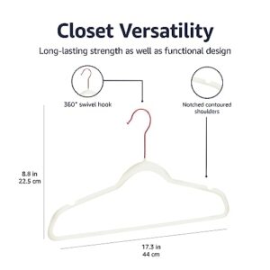 Amazon Basics Slim, Velvet, Non-Slip Suit Clothes Hangers, Ivory/Rose Gold - Pack of 30