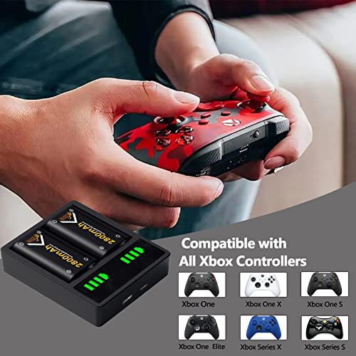 2 X 2800mAh Rechargeable Controller Battery Pack for Xbox One/Xbox Series X/Xbox Series S with Fast Charger Station for Xbox One/Xbox Series S/X/Xbox One S/Xbox One X/Xbox One Elite