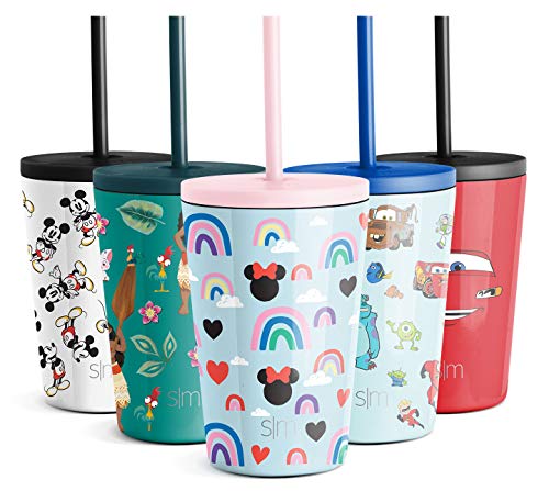 Simple Modern Disney Minnie Mouse Toddler Cup with Lid and Straw | Reusable Insulated Stainless Steel Kids Tumbler | Classic Collection | 12oz, Minnie Mouse Rainbows