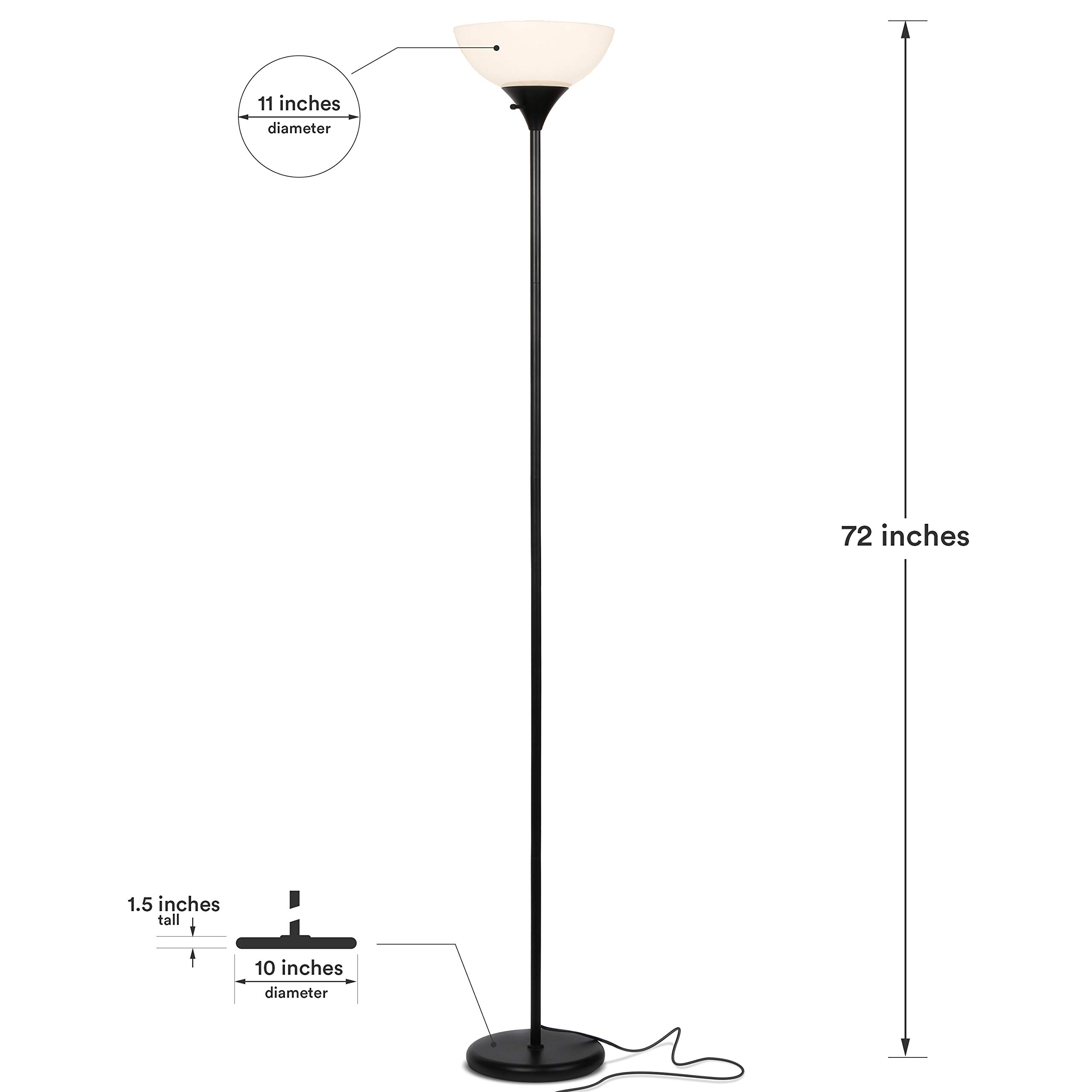 Brightech Sky Dome Dimmable LED Floor Lamp, Torchiere Floor Lamp for Living Rooms & Offices – Tall Standing Lamp for Reading & Hobbies – Jet Black