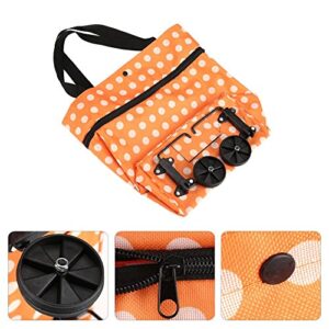 Shopping Bag, Oxford Cloth Reusable Shopping Bags with Wheel Rolling Dual-Purpose Foldable Grocery Bags for Shopping.(12-Orange)