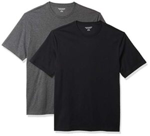 amazon essentials men's short-sleeve crewneck t-shirt, pack of 2, black/charcoal heather, medium