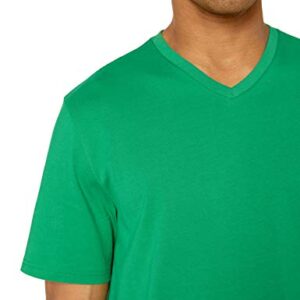 Amazon Essentials Men's Regular-Fit Short-Sleeve V-Neck T-Shirt, Pack of 2, Bright Green/Light Grey Heather, Large