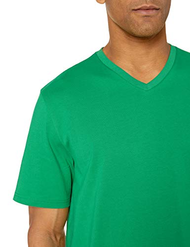 Amazon Essentials Men's Regular-Fit Short-Sleeve V-Neck T-Shirt, Pack of 2, Bright Green/Light Grey Heather, Large