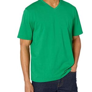 Amazon Essentials Men's Regular-Fit Short-Sleeve V-Neck T-Shirt, Pack of 2, Bright Green/Light Grey Heather, Large