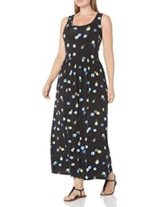amazon essentials women's tank waisted maxi dress (available in plus size), black graphic, 3x