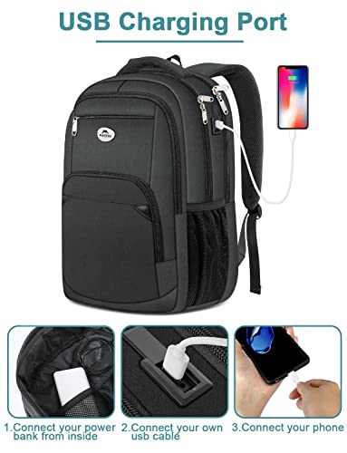 MATEIN Travel Laptop Backpack for Men, Water Resistant Anti-Theft Bag with USB Charging Port Fits 15.6 Inch Computer, Sturdy Work Business Backpacks for Men Women Gifts, Lightweight Casual Daypack