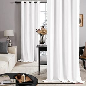 Deconovo White Blackout Curtains for Bedroom and Living Room - 100% Light Blocking Window Curtains 84 Inches Long with Black Liner, Set of 2 Panels 52W x 84L Inches, Pure White