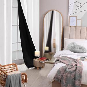 Deconovo White Blackout Curtains for Bedroom and Living Room - 100% Light Blocking Window Curtains 84 Inches Long with Black Liner, Set of 2 Panels 52W x 84L Inches, Pure White