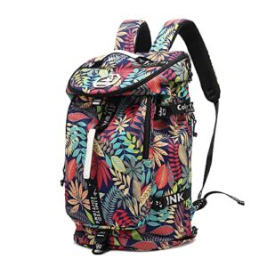 floral gym duffle bag backpack 4 ways for women waterproof with shoes compartment for travel sport hiking laptop lightweight, kalesi xl