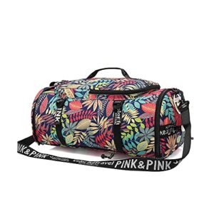 Floral Gym Duffle Bag Backpack 4 ways for Women Waterproof with Shoes Compartment for travel Sport Hiking laptop Lightweight, Kalesi XL