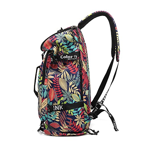 Floral Gym Duffle Bag Backpack 4 ways for Women Waterproof with Shoes Compartment for travel Sport Hiking laptop Lightweight, Kalesi XL