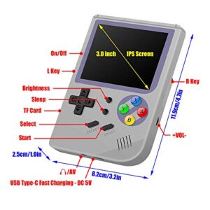 DREAMHAX RG300 Portable Game Console with Open Source System Preload 10000 Games, Handheld Video Games Player with 16G + 32G TF Card 3 Inch IPS Screen, Arcade Retro Games Gifts (Gray)